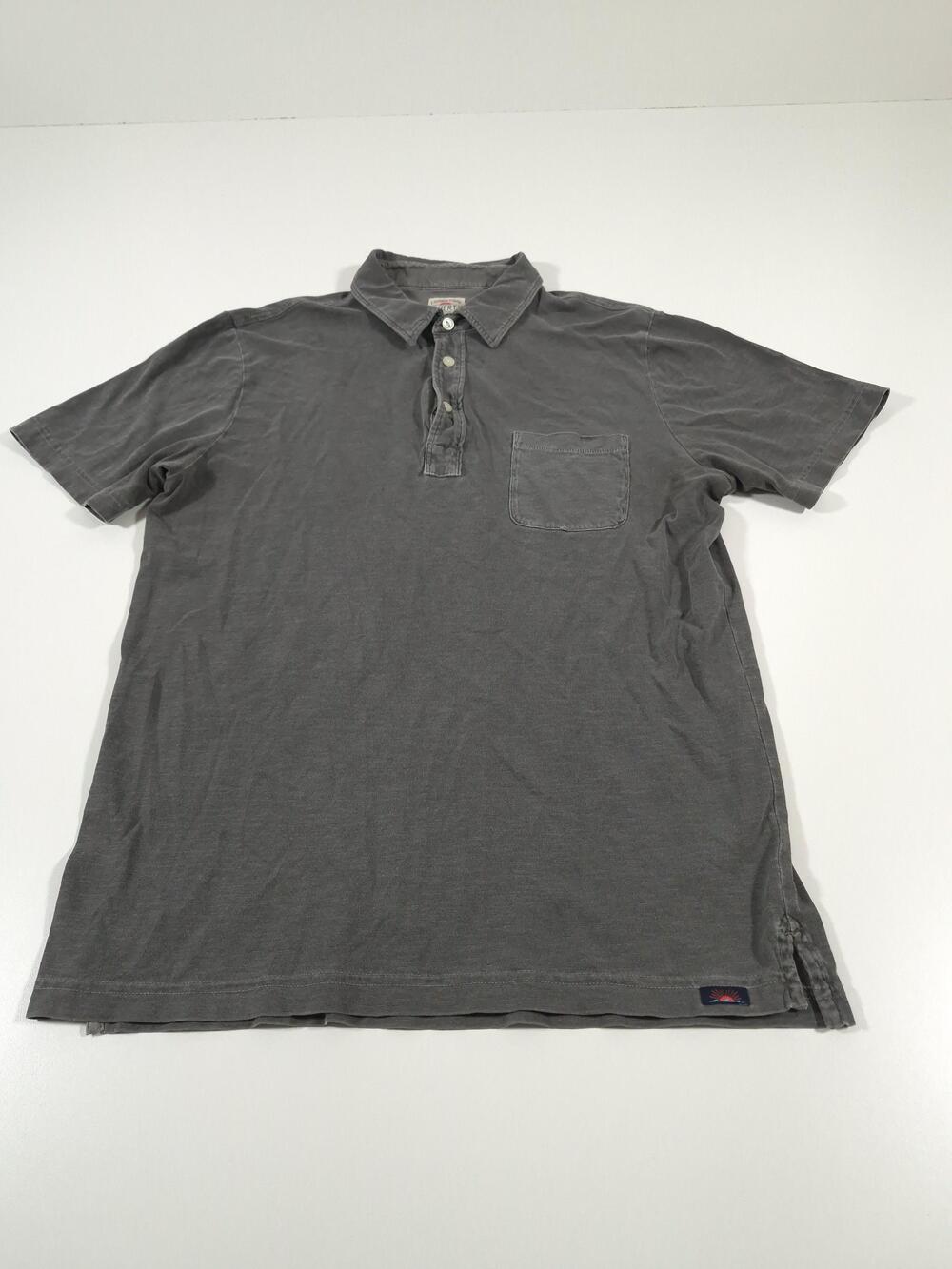 Faherty Polo Shirt Mens M Gray Solid Jersey Pocket Short Sleeve Casual Made Peru